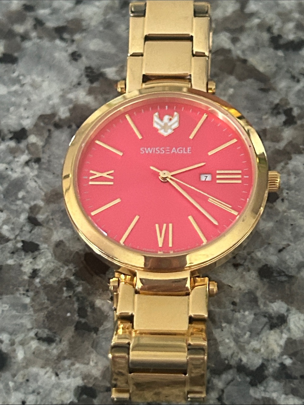 Women's Gold Bracelet Watch with Pink Dial